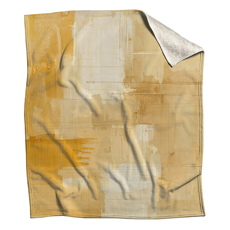 Couvertures beiges abstraites coup de pinceau, L 50 po x H 60 po