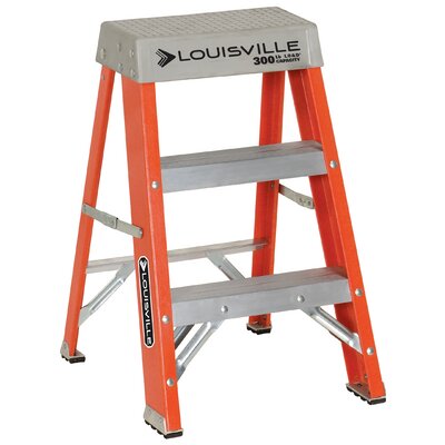 2 Ft, Fiberglass Step Stool Ladder, Type Ia, 300 Lb Load Capacity - Louisville Ladder FS1502