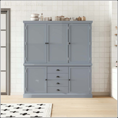73'' Freestanding Wooden Kitchen Pantry with 8 Adjustable Shelves and 4 Drawers