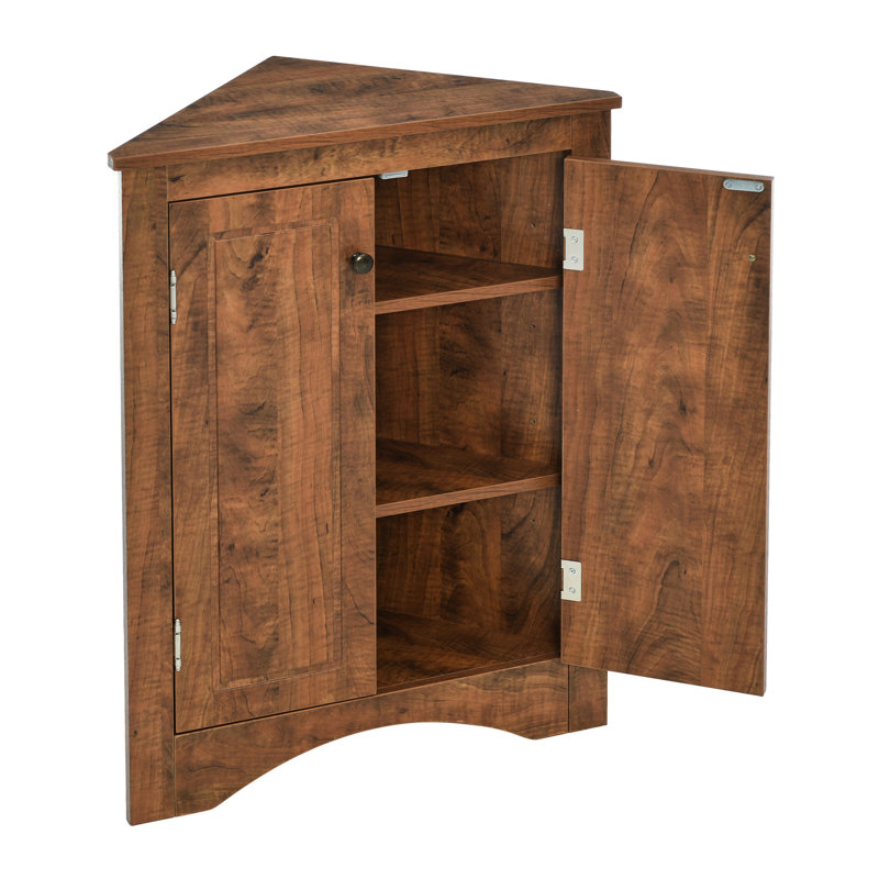 Triangle Bathroom Floor Cabinet With Adjustable Shelves, Brown Color, Board, Large Storage, Easy Assembly High - Quality , Metal Hardware, To Install, Suitable For Corridor