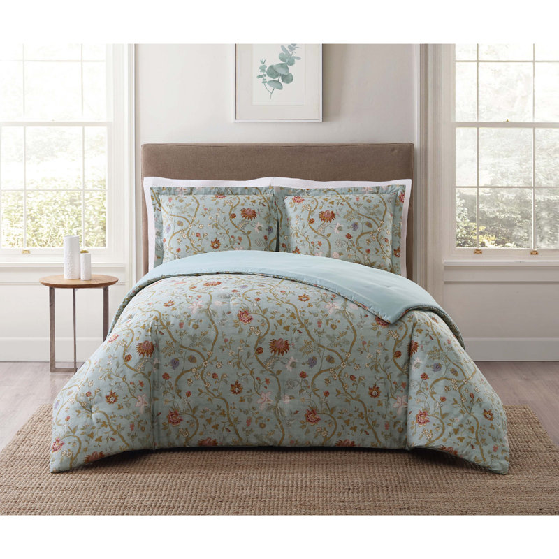 Ensemble d'édredon en coton Style 212 Bedford, Édredon pour très grand lit + 2 taies décorativ, Bleu