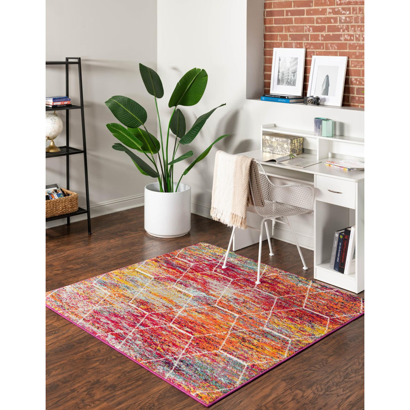 Geometric Indoor Rug, Square 3'1"