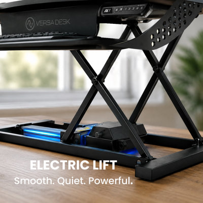 VersaDesk PowerPro Elite 36" Electric Standing Desk Converter with Push-Button Height Adjustment & USB Charging Port, Black