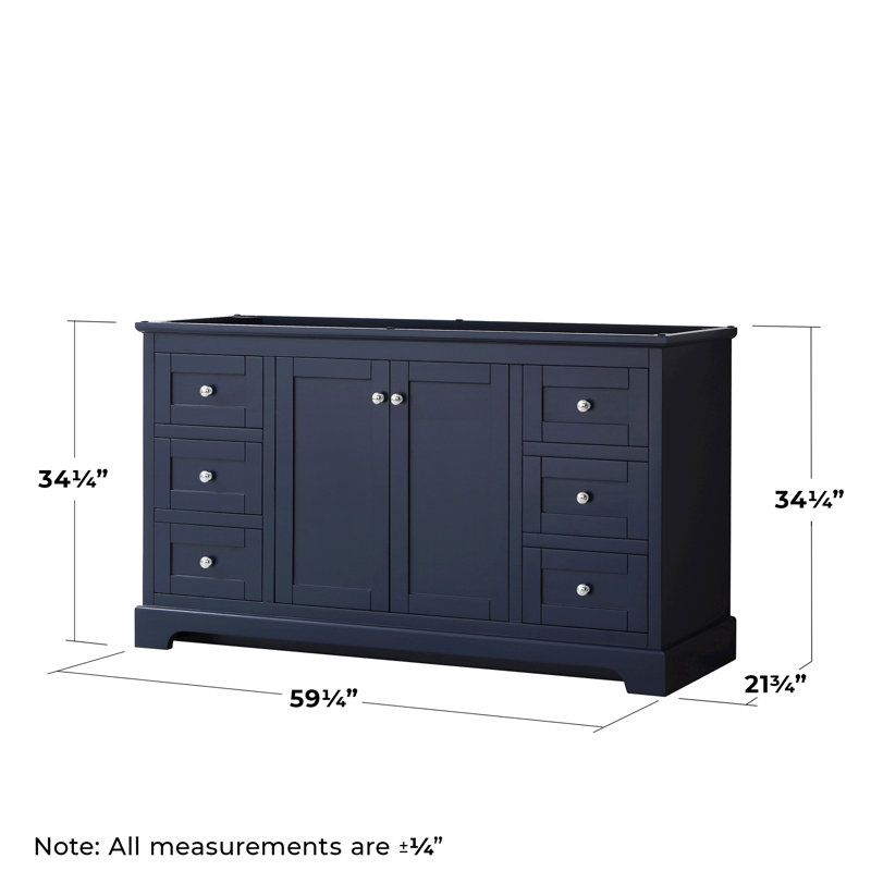 Base de meuble-lavabo simple 59 po Avery seulement, Bleu foncé / chrome poli