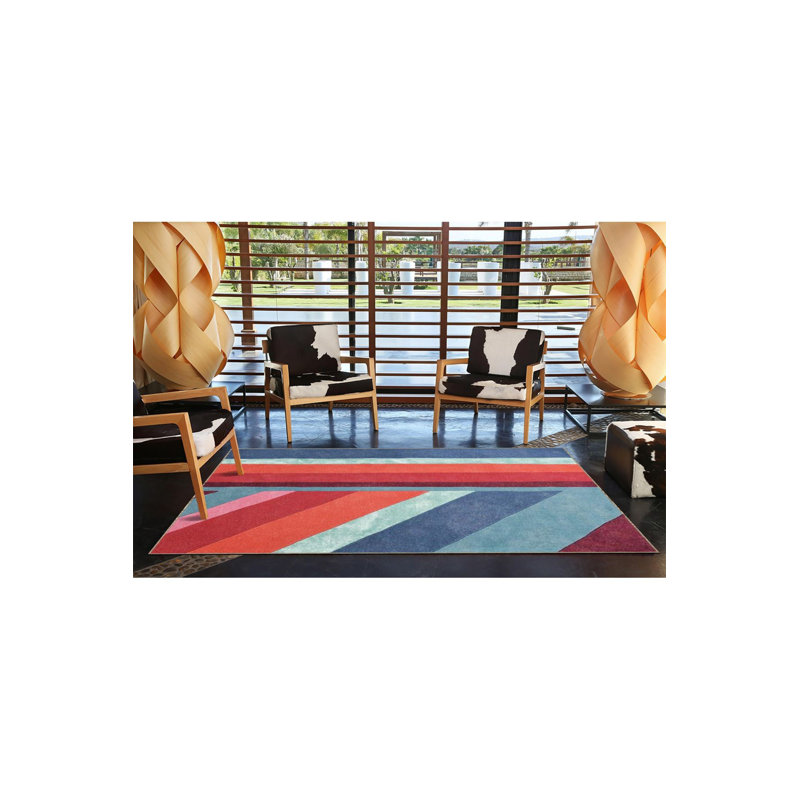 Washable Plain Cross Colourful Geometric Patterned Woven Area Rug, Runner 2'6" x 6'7" Rug Pad Included
