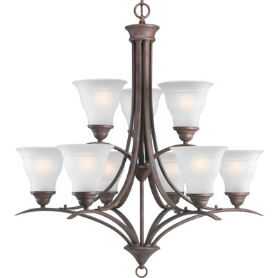 Lustre 9 lumières à abat-jour Wanette