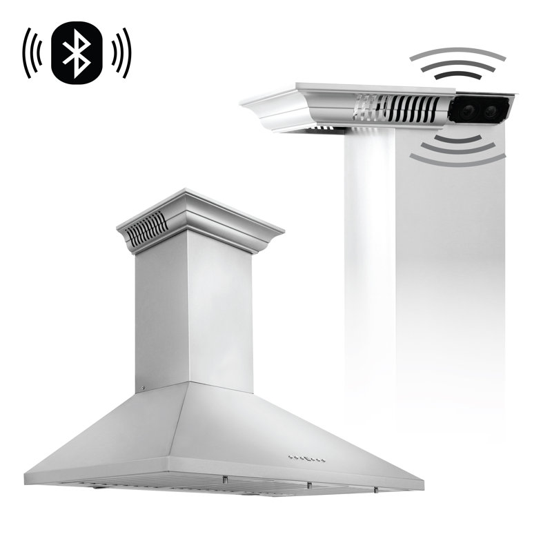 48" Crown Sound 400 CFM Convertible Wall Mount Range Hood in Stainless Steel with Wi-Fi