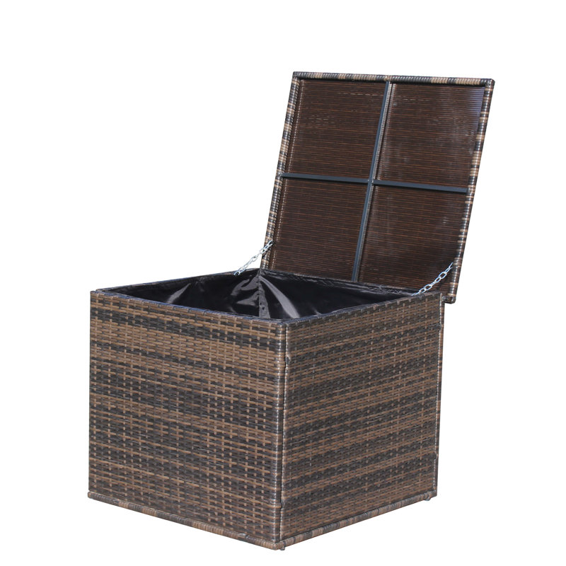 Wicker Patio Furniture Storage Box (Brown )