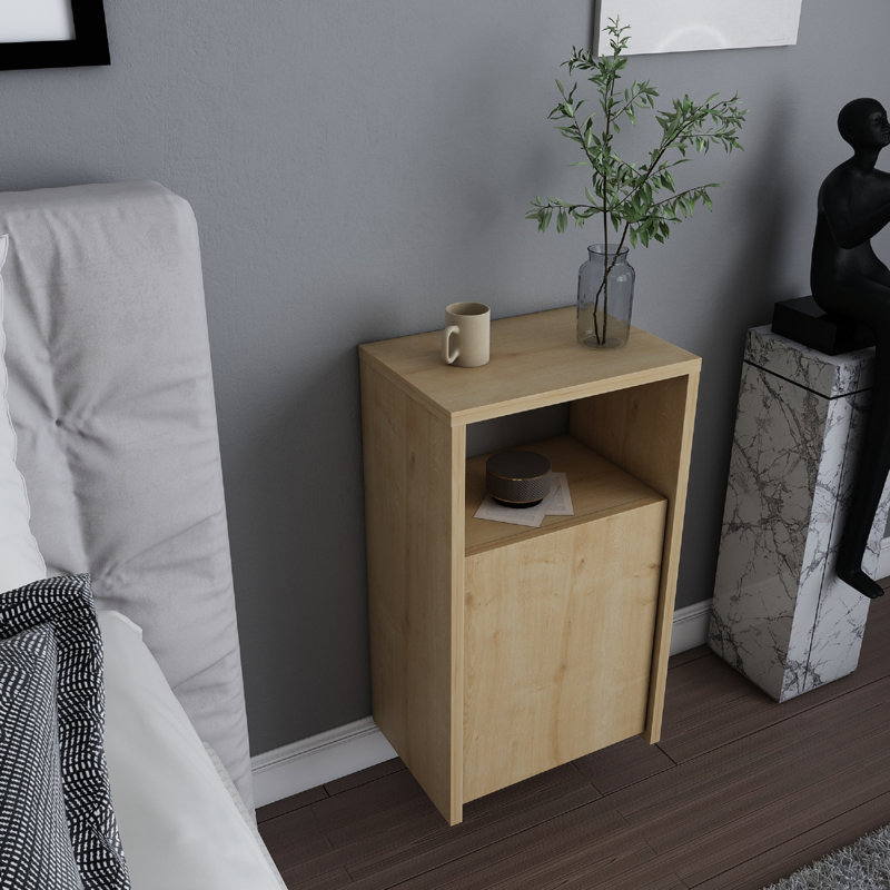 Ronassi 39.8cm W Bedside Table, Oak