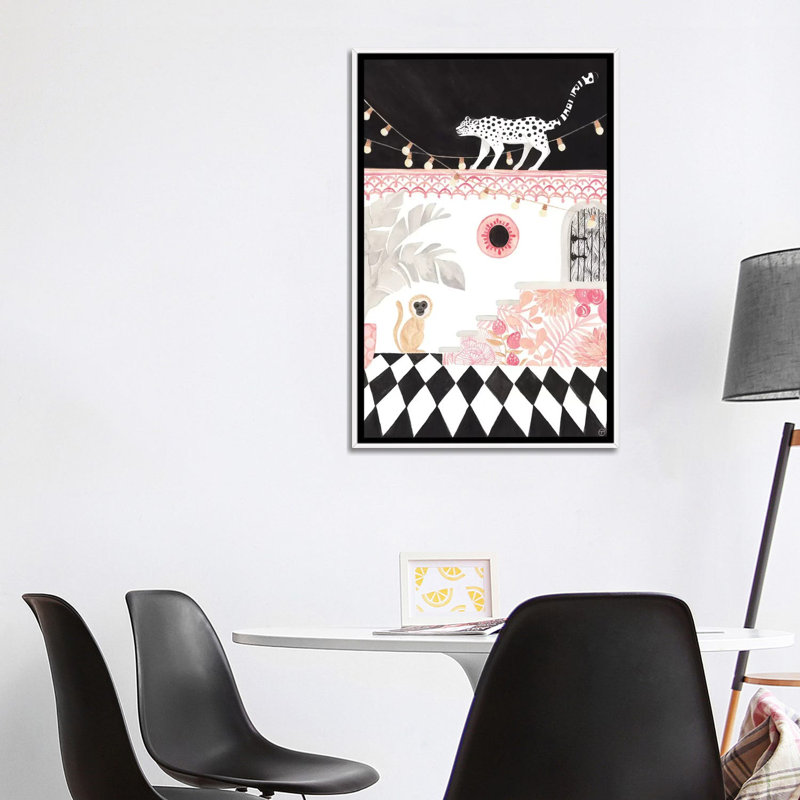 Art sur papier leopard et singe, Toile blanche encadrée, H 48 po x l 32 po x P 1,5 po