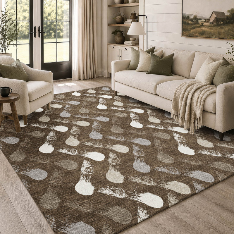 Machine Washable Indoor/Outdoor Chantille ACN2900 Geometric Rug, Chocolate, 9' x 12'