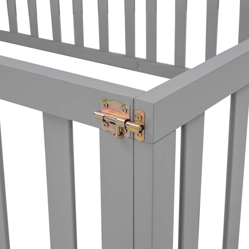 Wood Daybed Frame With Fence, Gray, Full/Double