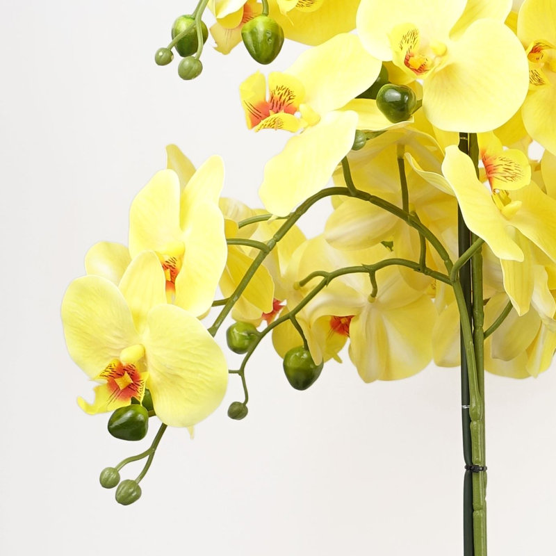 60cm Faux Plant in Ceramic Pot, Black, Yellow