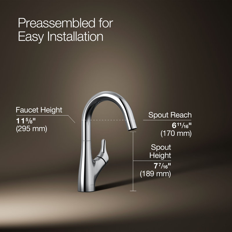 Rival Single-Handle Bar Sink Faucet, Polished Chrome