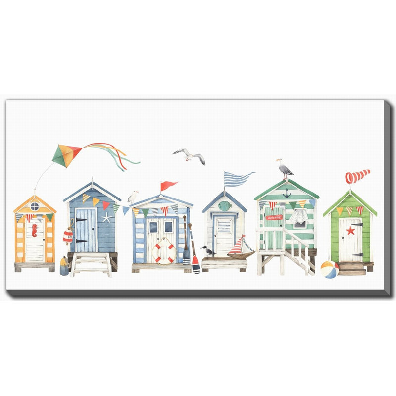 «Beach Homes 1», art mural sur toile, H 30 po x l 60 po