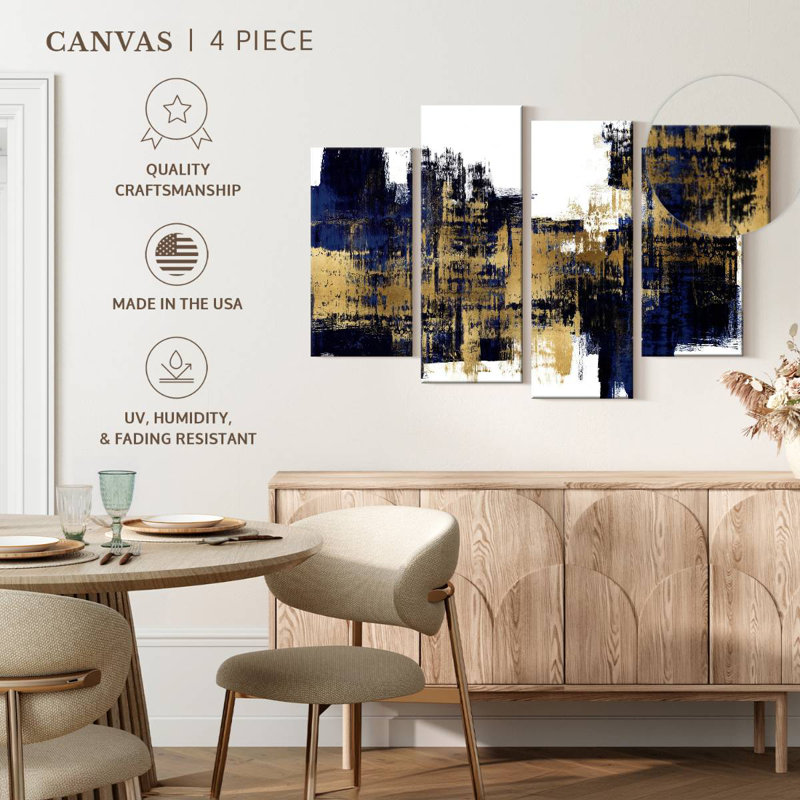 Avery Vibrant Gold On Blue, 27" H x 43" W