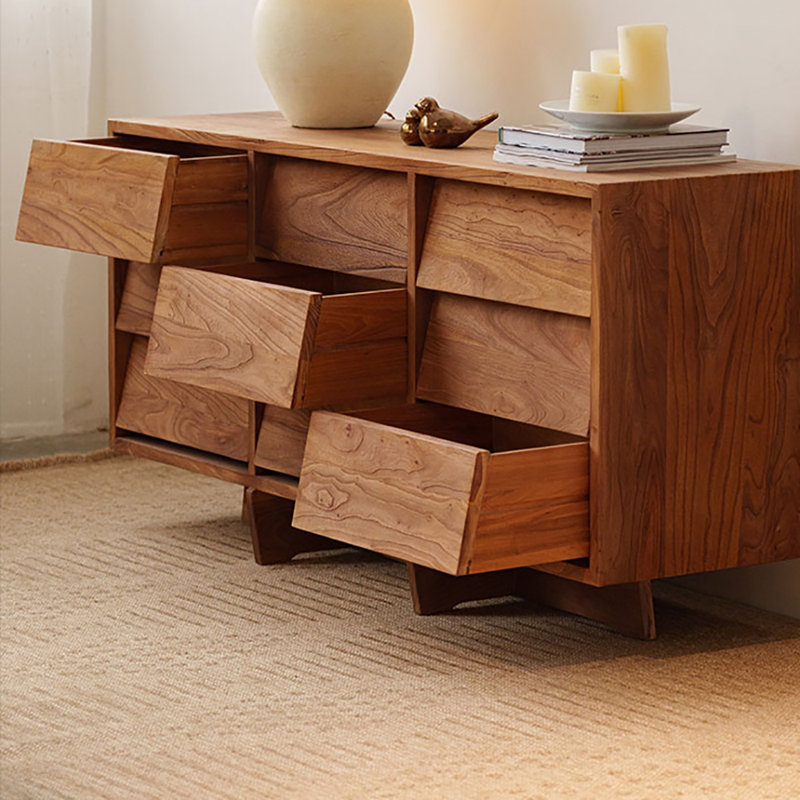 Buffet Mid-Century Wabi-sabi en bois massif