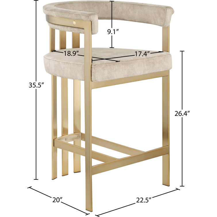Stasia Upholstered 26.4" Counter Stool with Metal Frame
