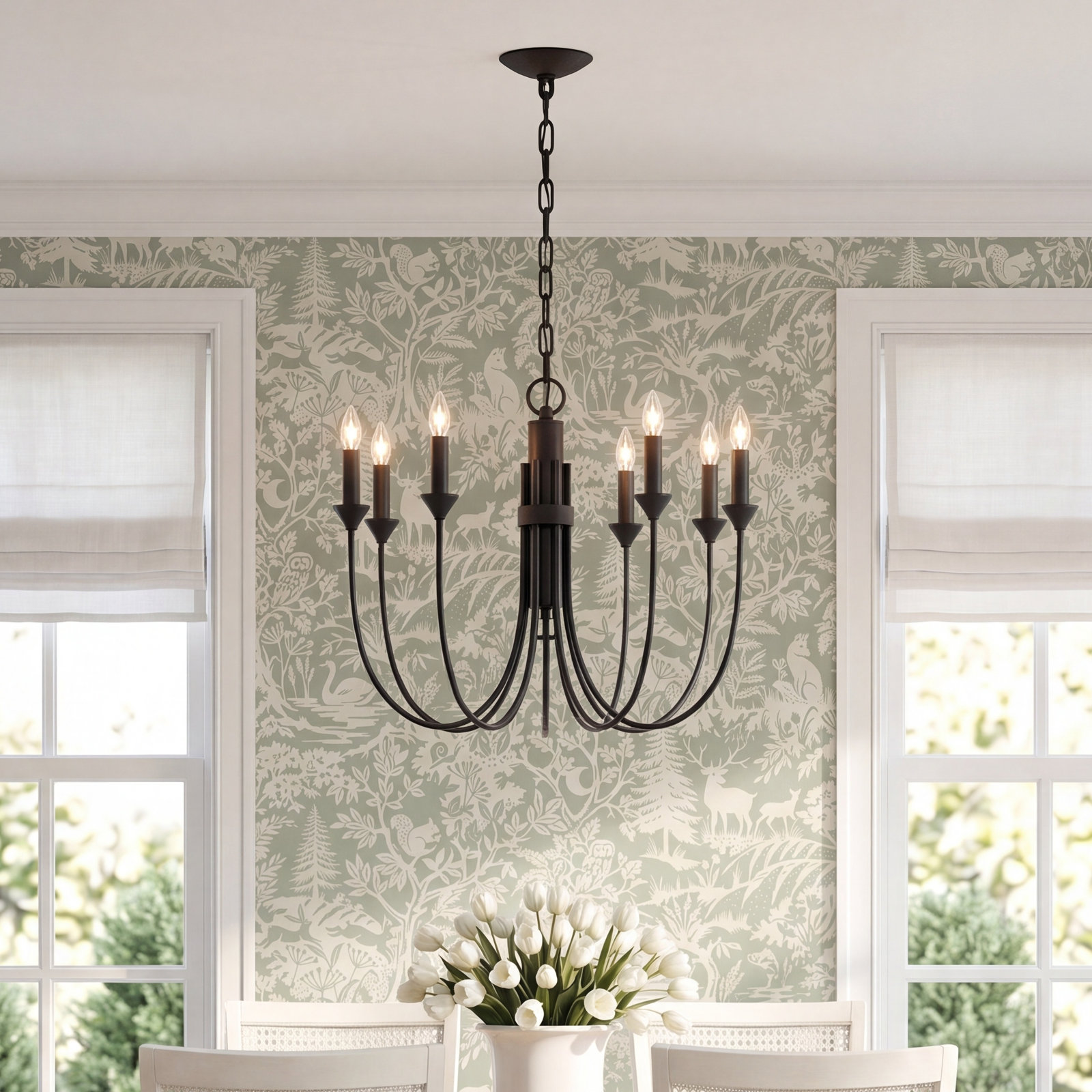 Alexandria 7 - Light Dimmable Chandelier, Forged Iron