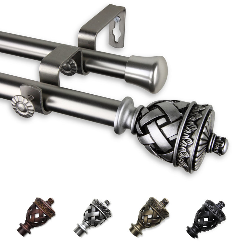 Tringle à rideaux double Gadsby, Nickel satiné, 48 po à 84 po