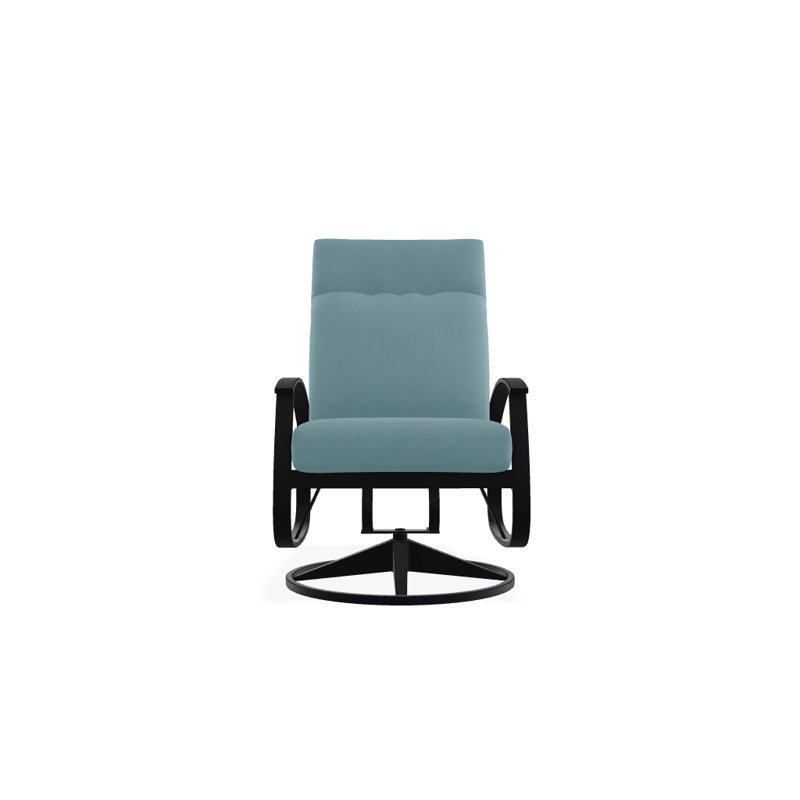 Chaise de patio pivotante avec coussins Askar, Bleu minéral, Blanc P50, Noir texturé