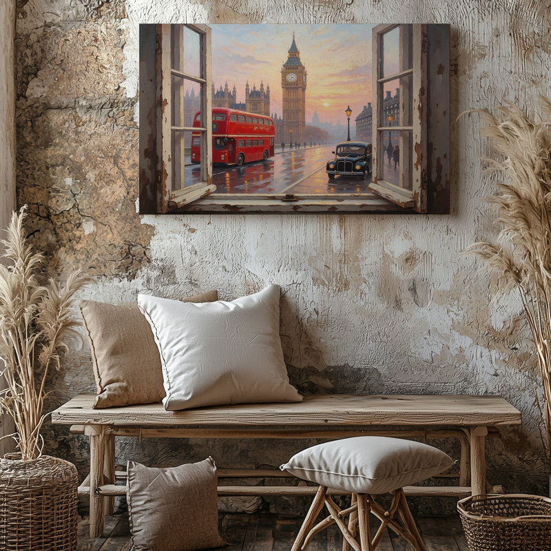 Reproduction d'art sur toile London Big Ben Red Double Decker Bus, 30 x 40 in