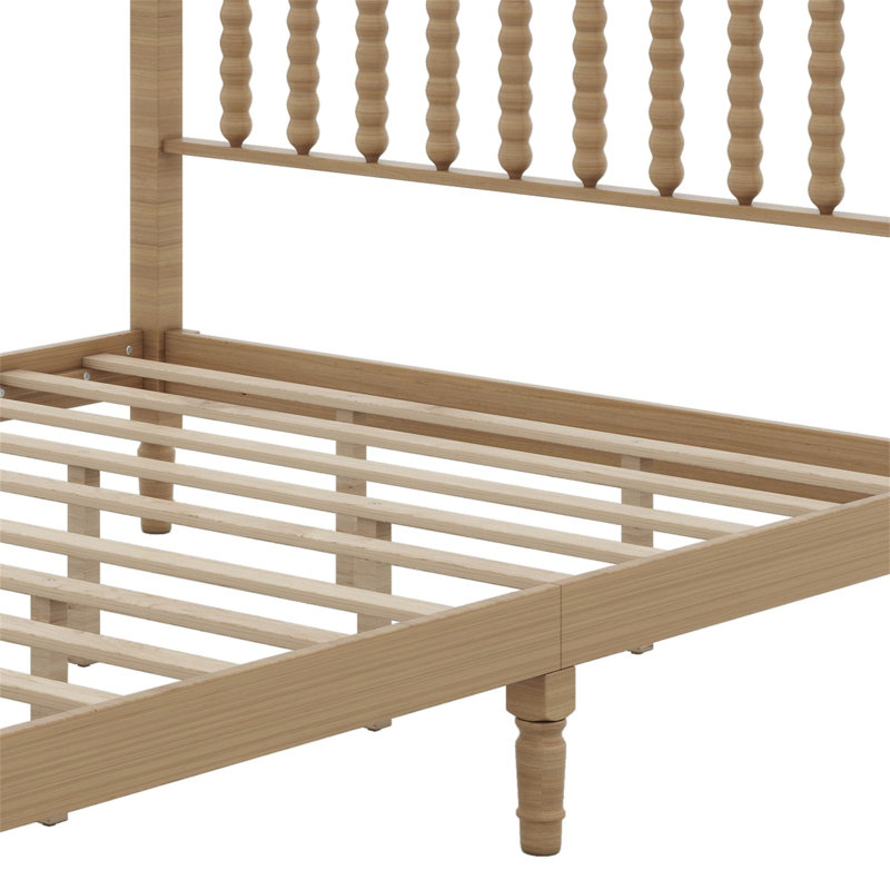 Lit plateforme en bois avec tête de lit en forme de gourde, lit plateforme de style rétro avec support à lattes en bois