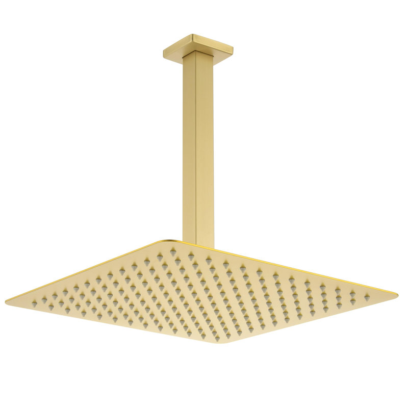 Rain Shower Head High Pressure Rainfall Showerhead Water Saving, Brushed Gold