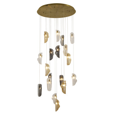Transitional 18-Light Glass Chandelier 