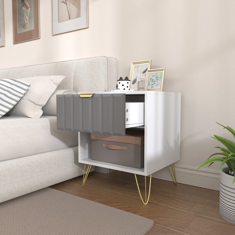 45cm W Manufactured Wood Bedside Table