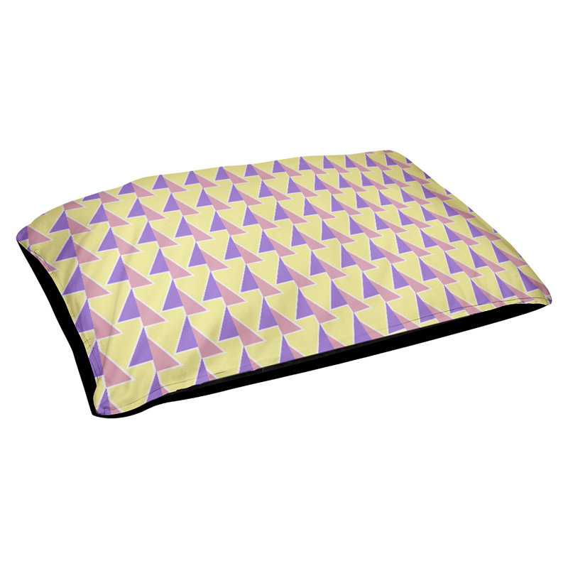 Coussin pour chien Chen, Jaune / rose, Petit (l 28 po x P 18 po x H 6 po)