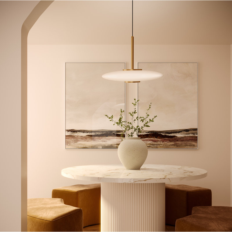 Kyoto 1 - Light LED Pendant, Vintage Brass, Glossy Opal