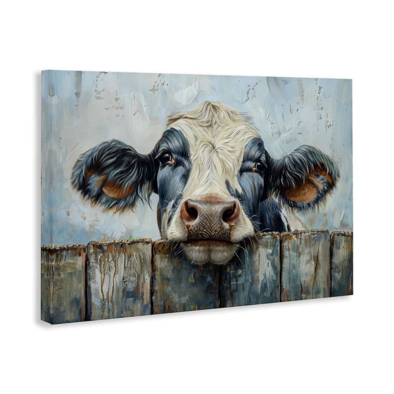 "Howdy Neighbour Cow", art mural par Petals Prints Design, H 16 po x l 24 po
