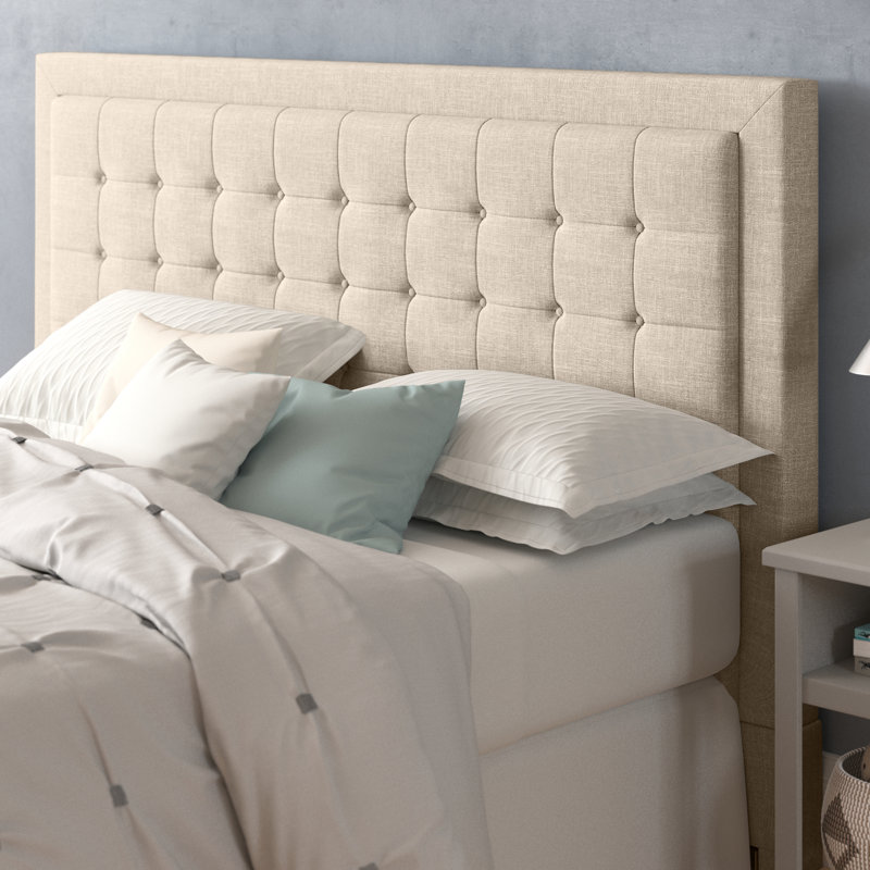 Tête de lit tapissier Kaster, Lin beige, Grand