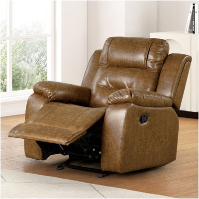 Fauteuil inclinable manuel en mousse à haute densité de style transitionnel avec accoudoirs coussinés au fini brun