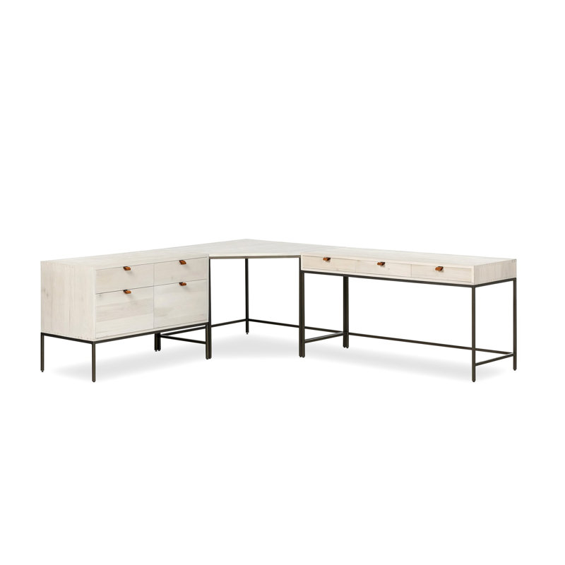 Trey Solid Wood Modular L-Shaped Executive Desk, Dove Poplar