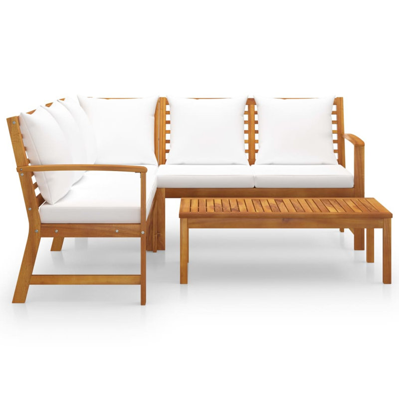 4 Piece Lounge Chair with Cushions, White