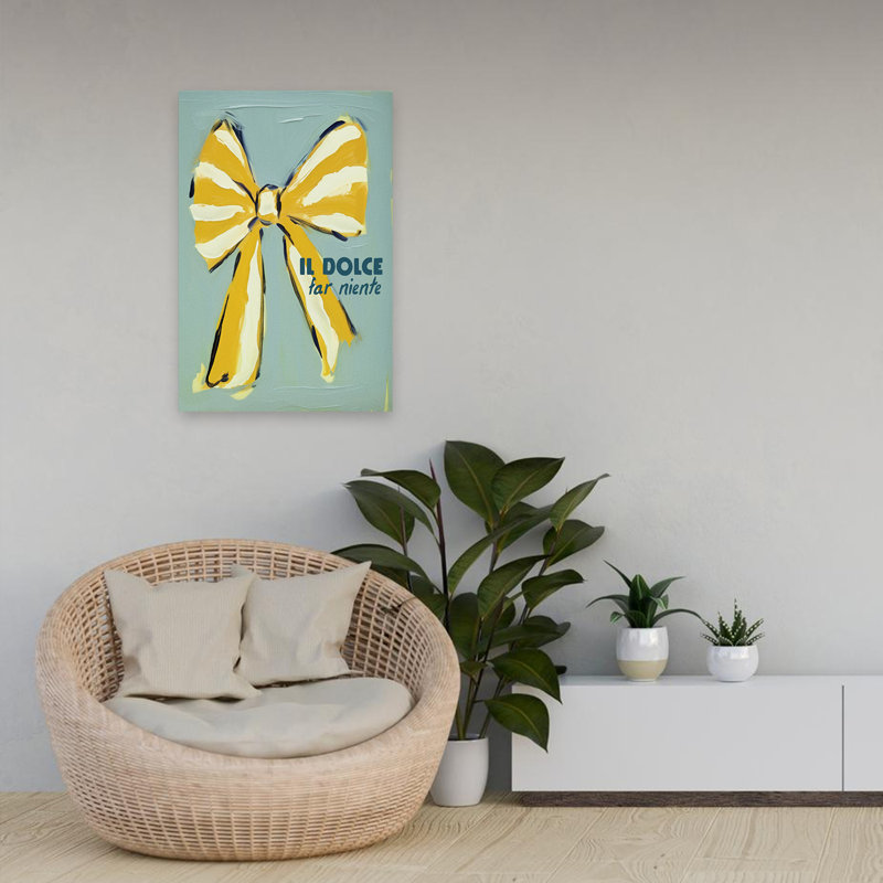 La douceur de ne rien faire - art minimaliste contemporain à ruban abstrait jaune, H 16 po x l 24 po