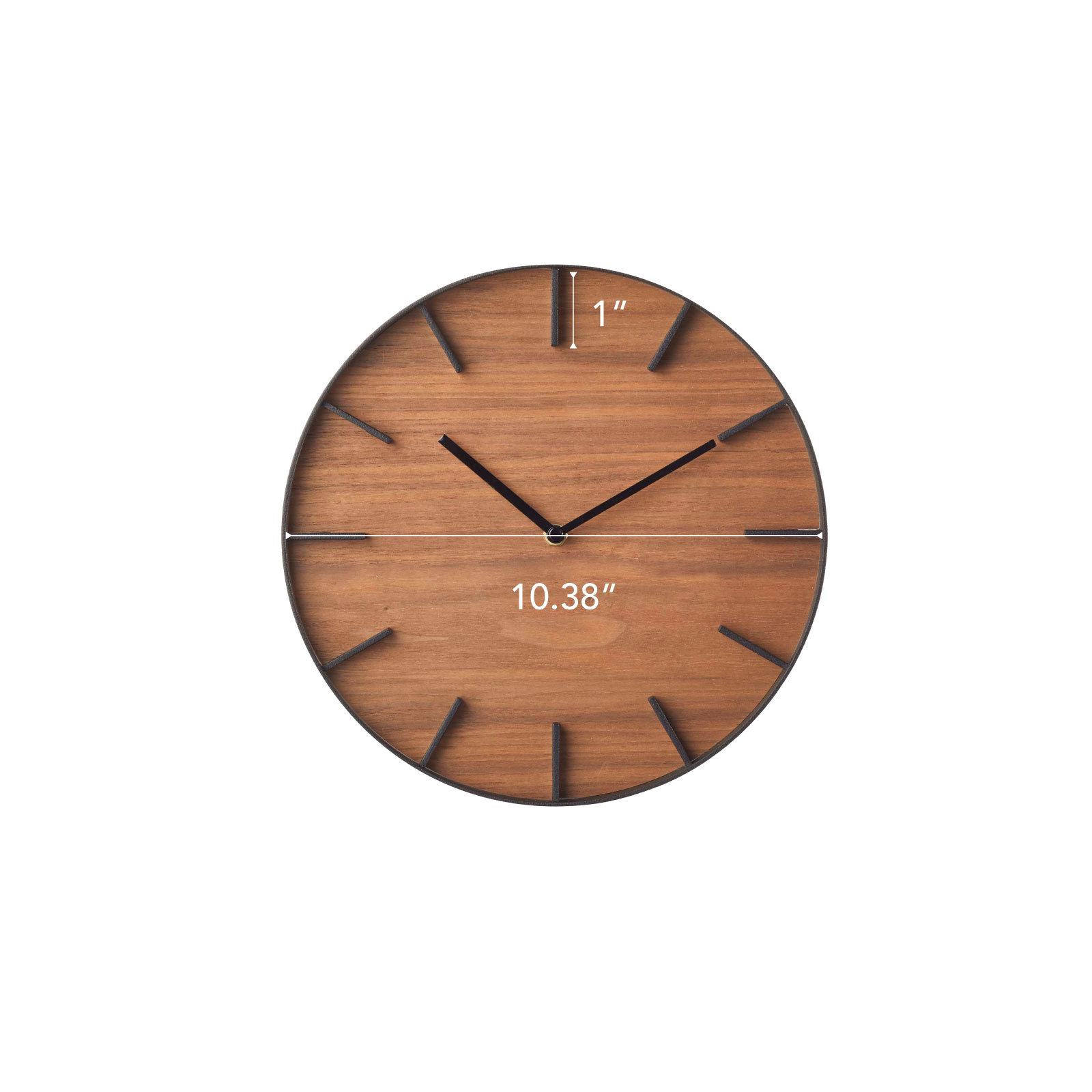 Rin Yamazaki Home Wall Clock, Modern Wood Home Decoration, Steel + Wood, Step Motion Second, Walnut