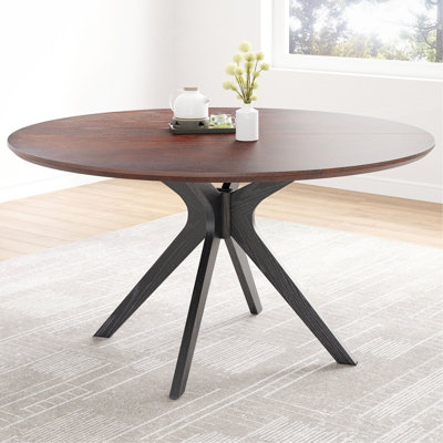 Table de salle à manger 47,2 "en bois massif pour 4 à 6 personnes avec base piédestal entrecroisée