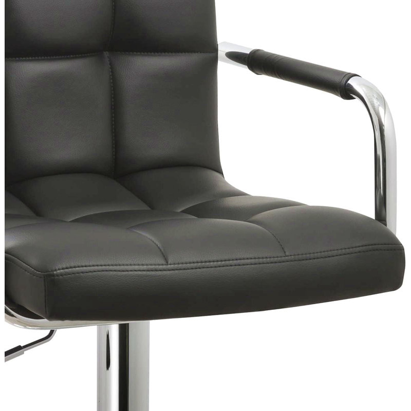 Tabouret de bar contemporain à accoudoirs pivotants réglables avec coussin, noir, Noir
