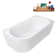 59" Streamline Soaking Glossy White Freestanding Tub and Tray With Internal Drain