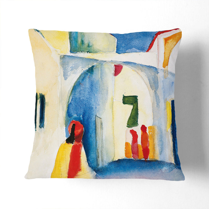 View Into A Lane Square Throw Cushion, 55cm H x 55cm W x 20cm D, Black