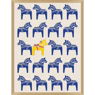 «Dala Horse Yellow» par Nathan Turner - Cadre photo unique, impression