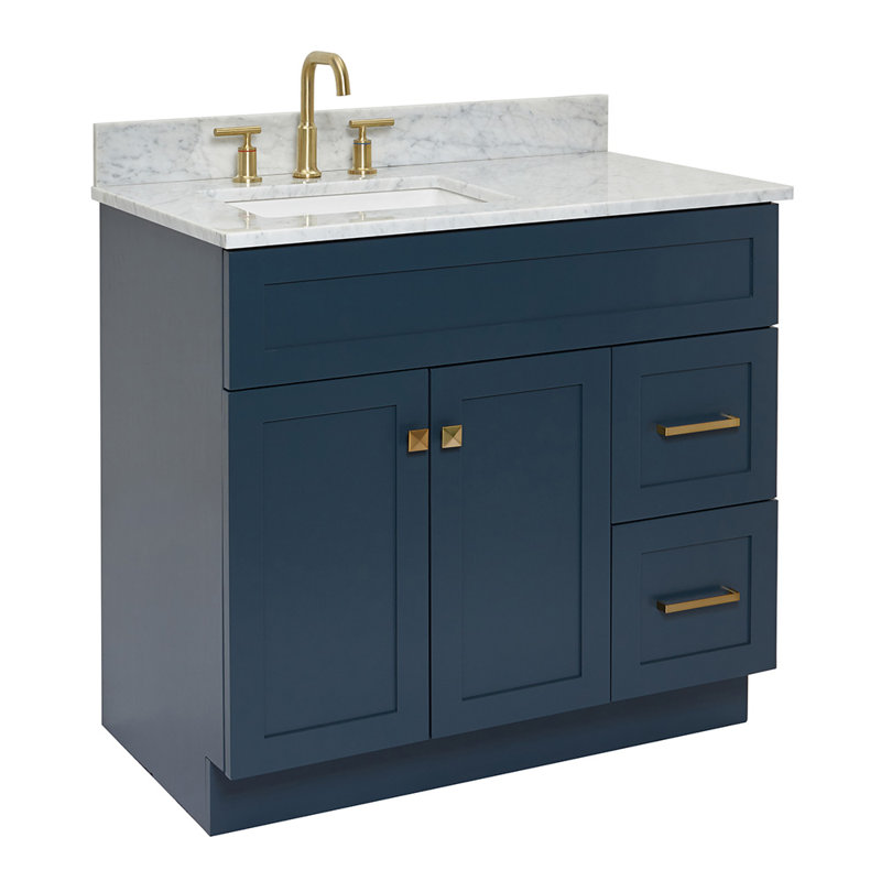 Ensemble de meuble-lavabo simple 37 po Partham, Bleu minuit