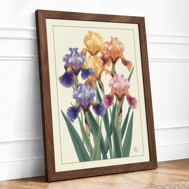 Iris Garden Botanical - Print, A2 - 59.4 x 42.0 cm, Walnut