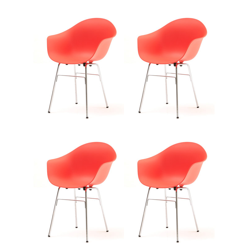 TA Armchair (Set of 4), Red/Chrome