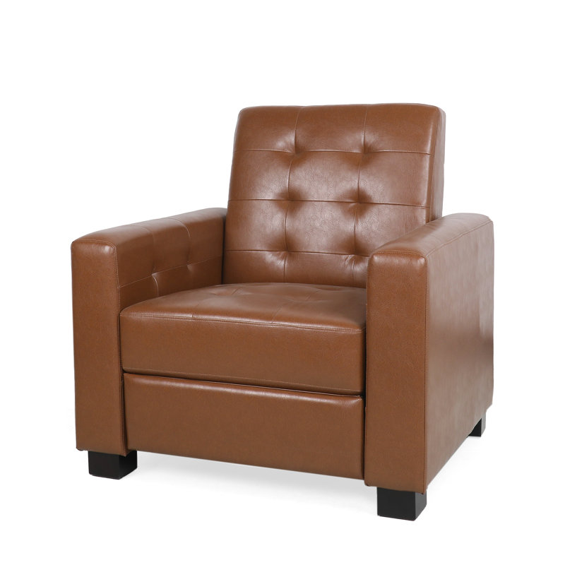 Leisure Faux Leather Recliner, Cognac Faux Leather