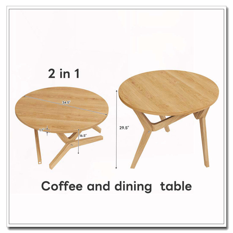 Table basse ronde 2-en-1 avec transformateur
