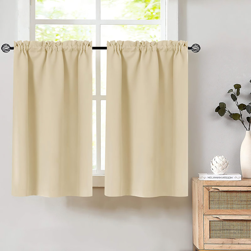 Tailored Cafe Curtain, Grayish White, 34" W x 24" L